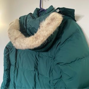 L.L BEAN COAT WOMENS US (PET) S GREEN PUFFER LONG MIDI WINTER JACKET WARM 🍀